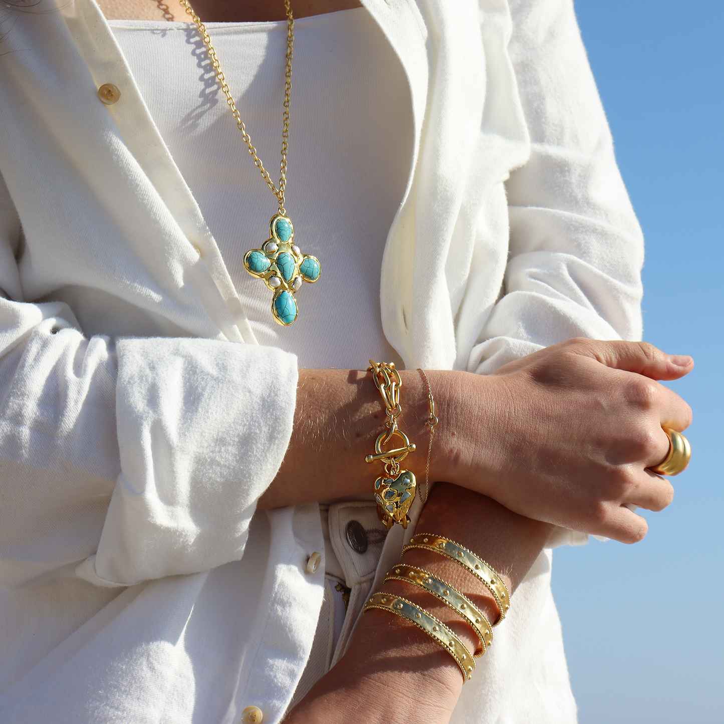 Coastal Glow Cross Necklace - Summer Jewelry