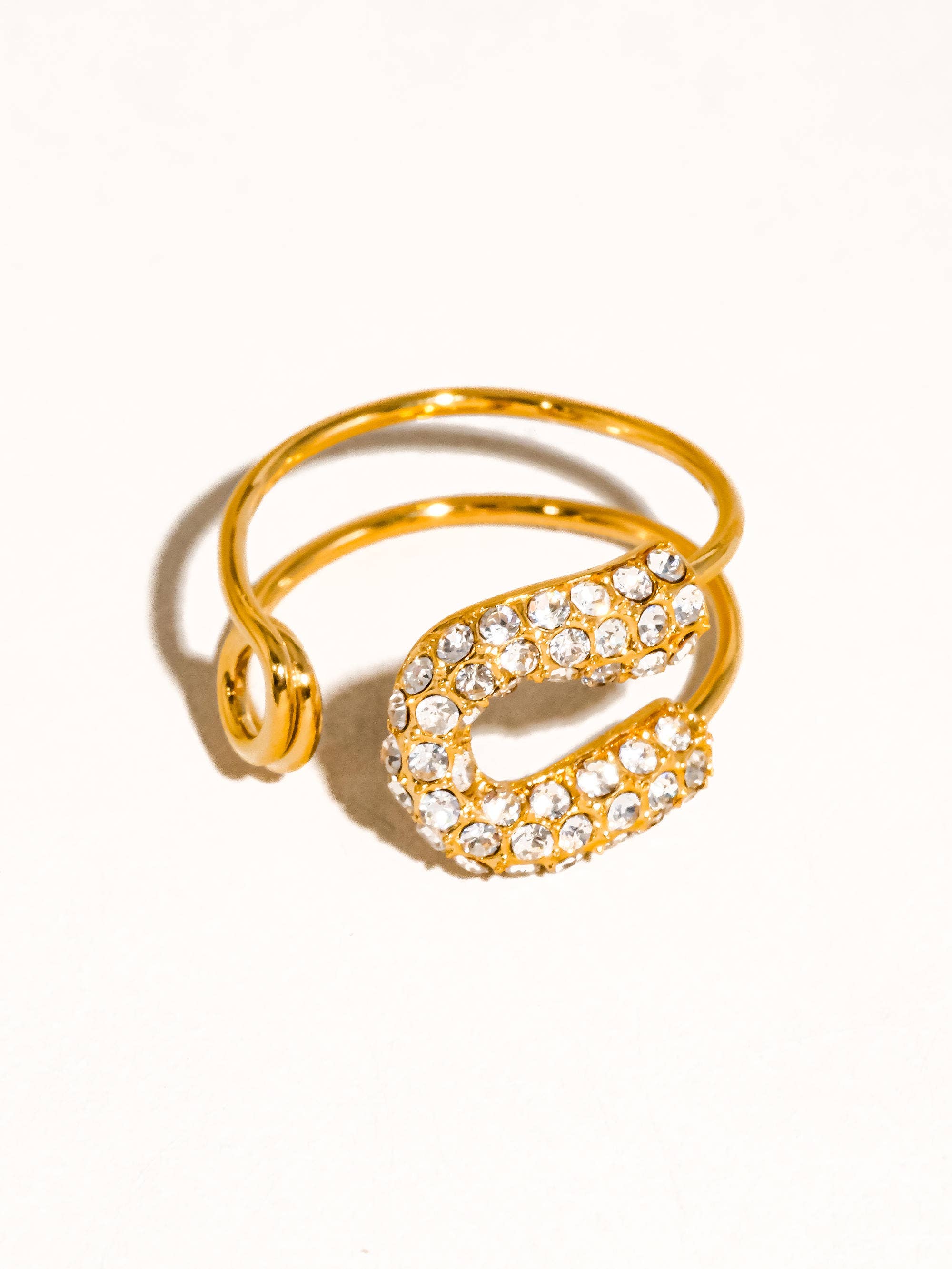 Dante 18K Gold Non-Tarnish Rhinstone Glam Ring