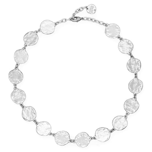 Textured coin layering collar necklace