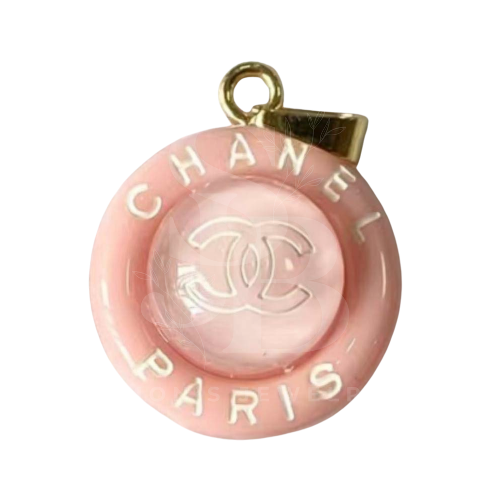 CHANEL Charm Zipper Pull Resin Pink Round CC 18mm