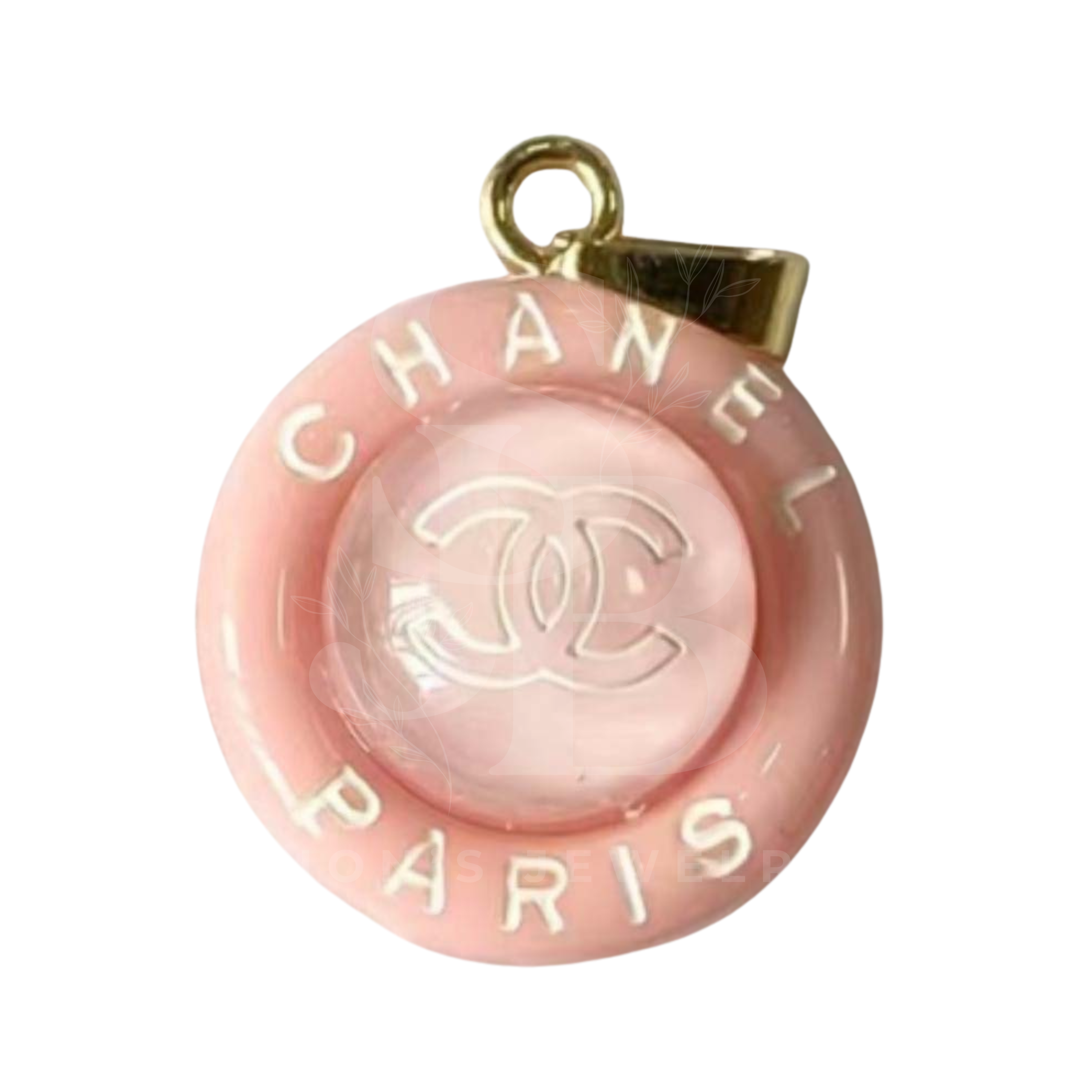 CHANEL Charm Zipper Pull Resin Pink Round CC 18mm