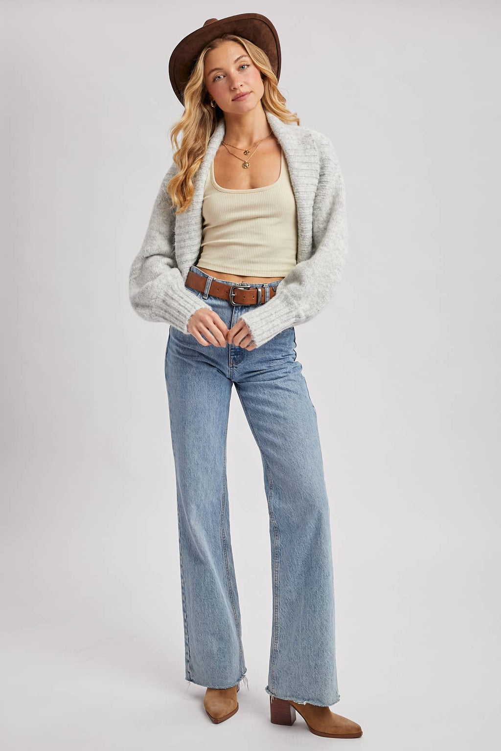 CROPPED CHUNCKY KNIT SWEATER SHRUG
