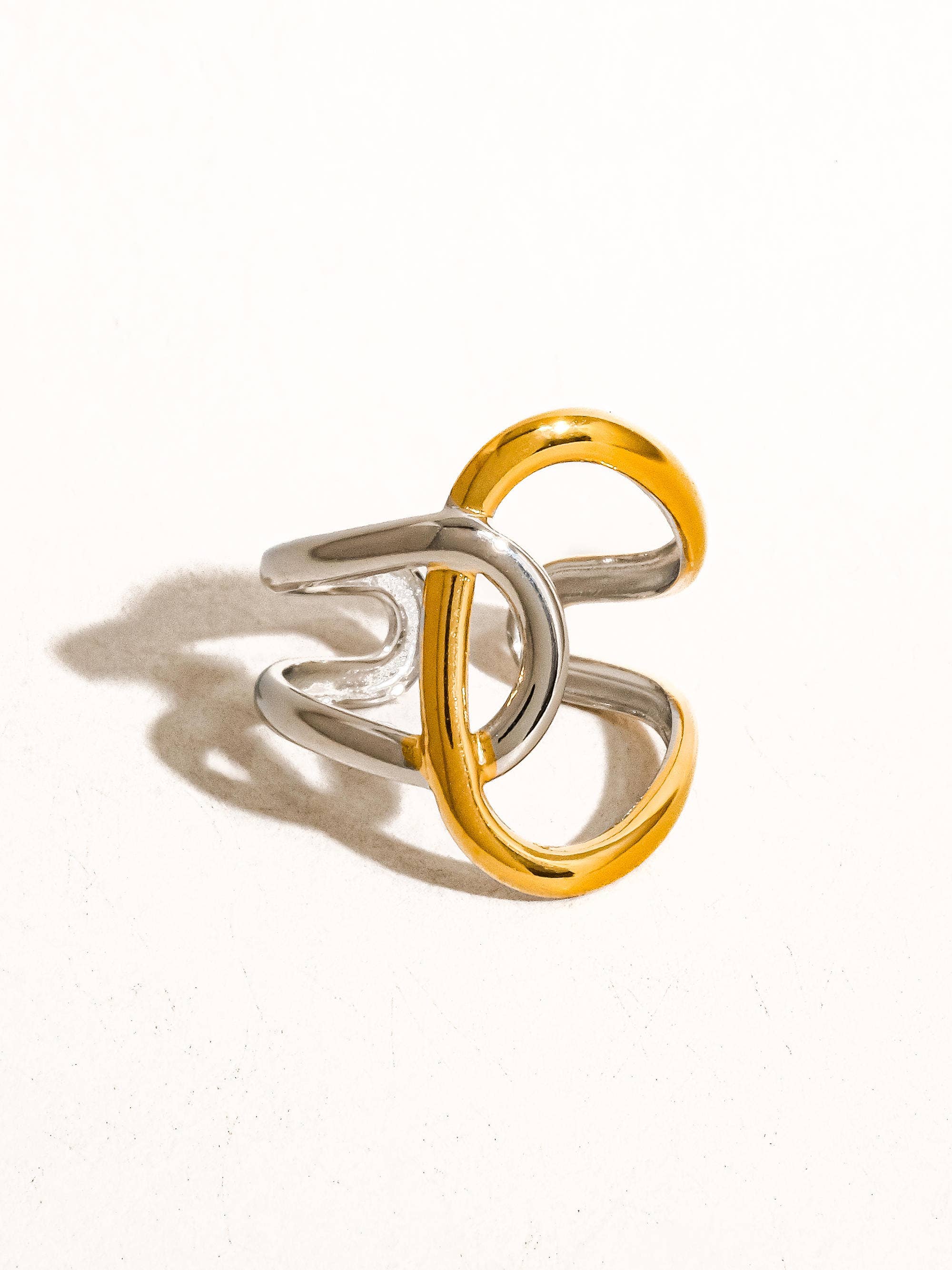 Lior 18K Gold Non-Tarnish Abstract Two Tone Ring