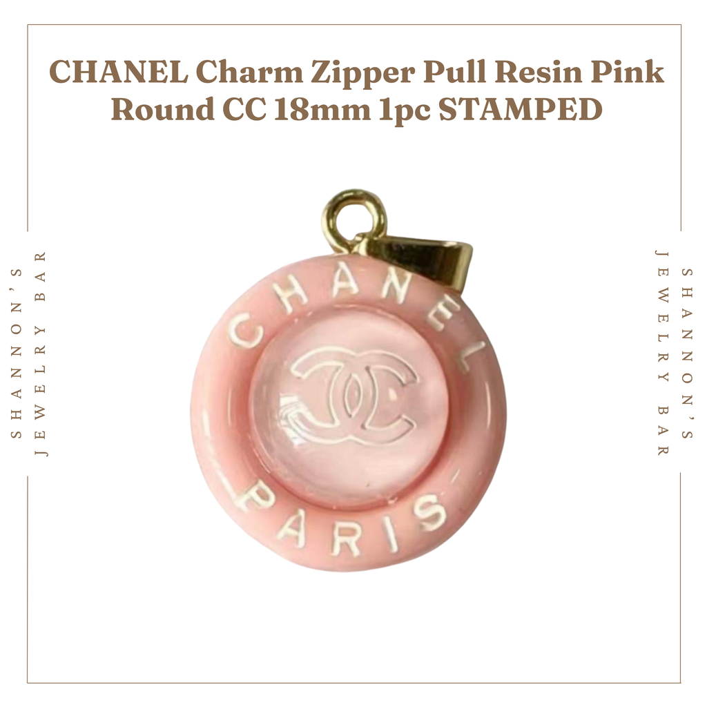 CHANEL Charm Zipper Pull Resin Pink Round CC 18mm