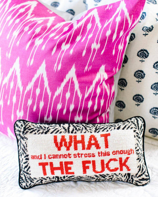 WTF Needlepoint Pillow