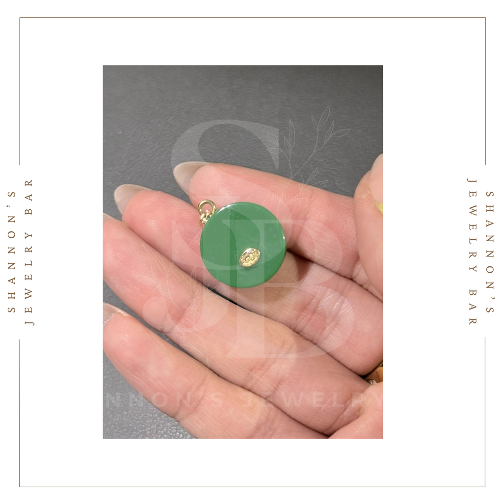 CHANEL Charm Zipper Pull Resin Green Round CC 18mm