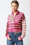 Pink Stripe Quarter Zip