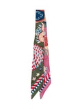 Knotted Olive & Pink Print Scarf Necklace-S99