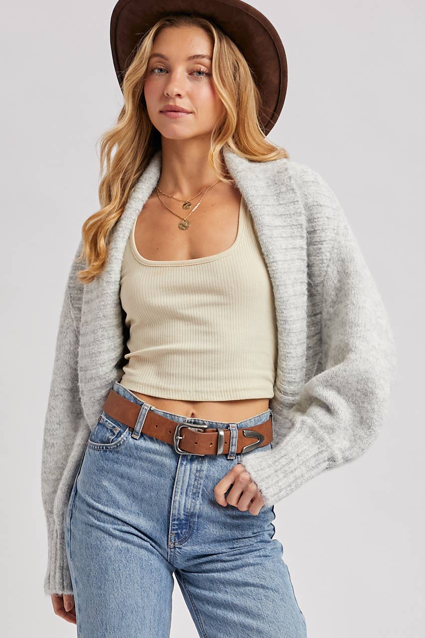 CROPPED CHUNCKY KNIT SWEATER SHRUG