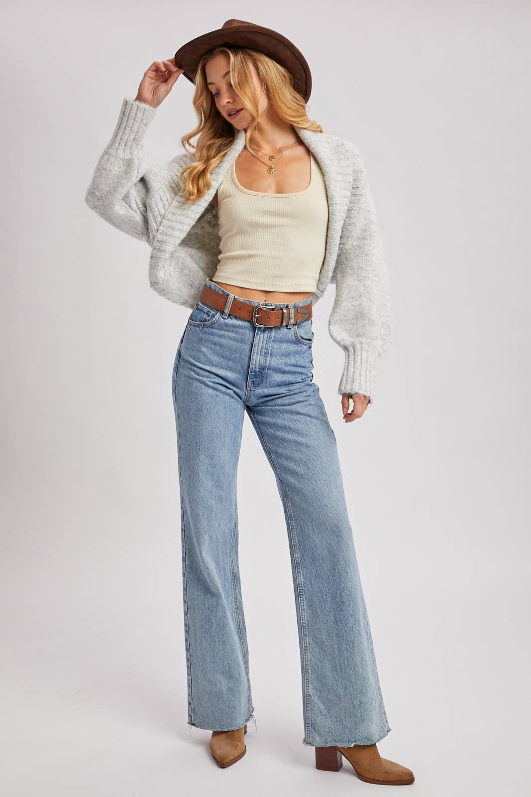 CROPPED CHUNCKY KNIT SWEATER SHRUG