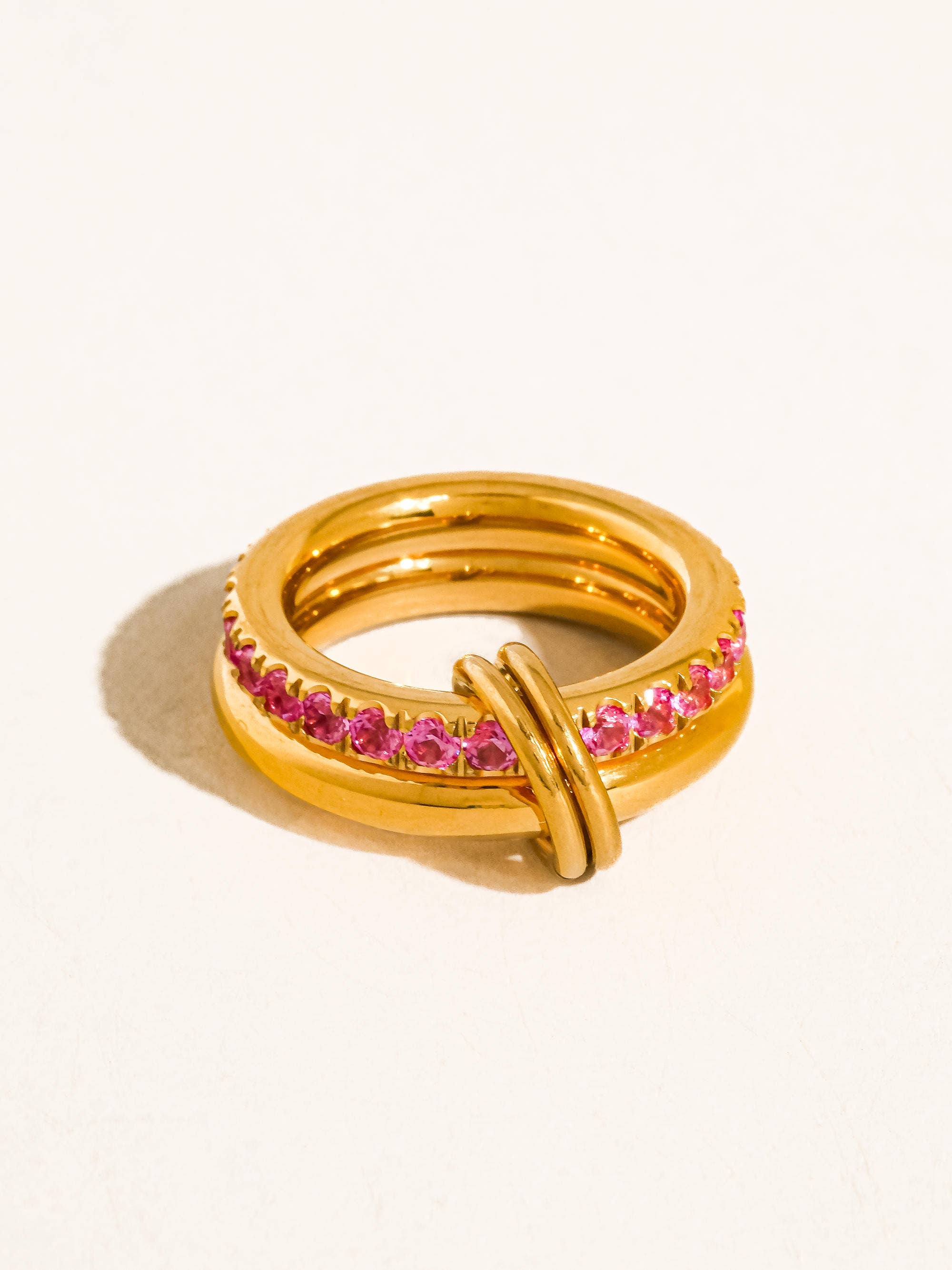 Justine 18K Gold Non-Tarnish CZ Double Hoop Ring