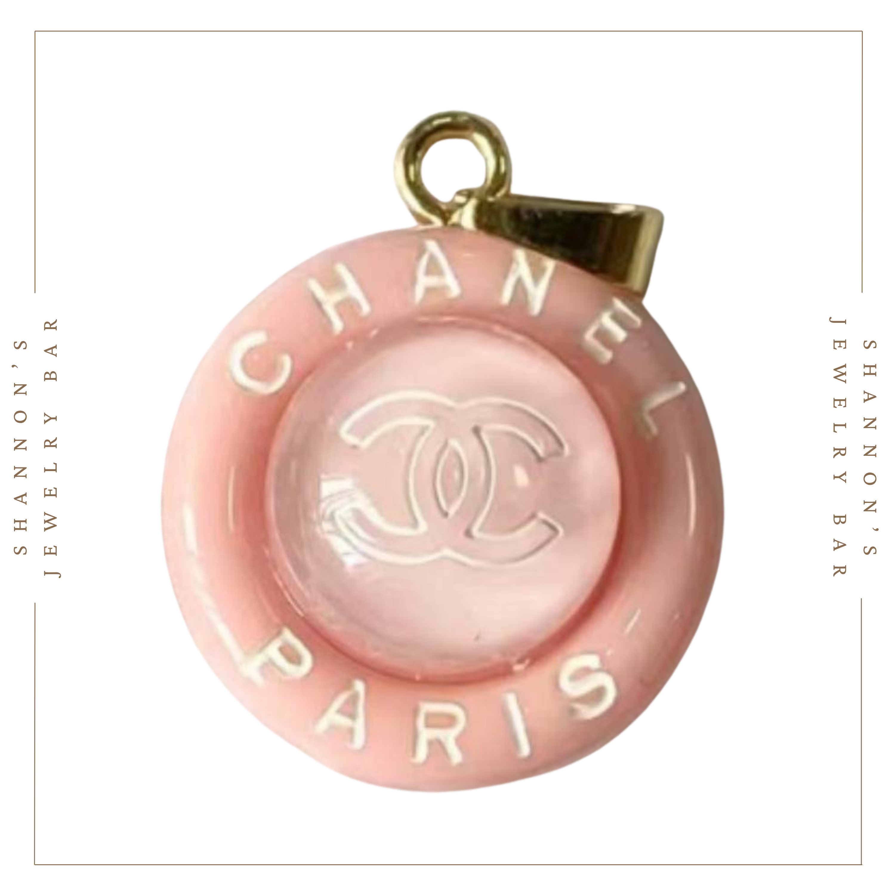 CHANEL Charm Zipper Pull Resin Pink Round CC 18mm